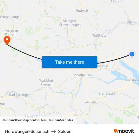 Herdwangen-Schönach to Sölden map