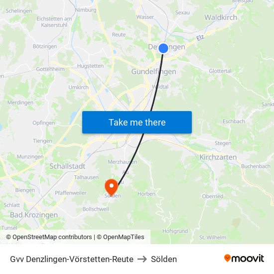 Gvv Denzlingen-Vörstetten-Reute to Sölden map