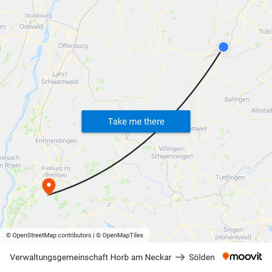 Verwaltungsgemeinschaft Horb am Neckar to Sölden map