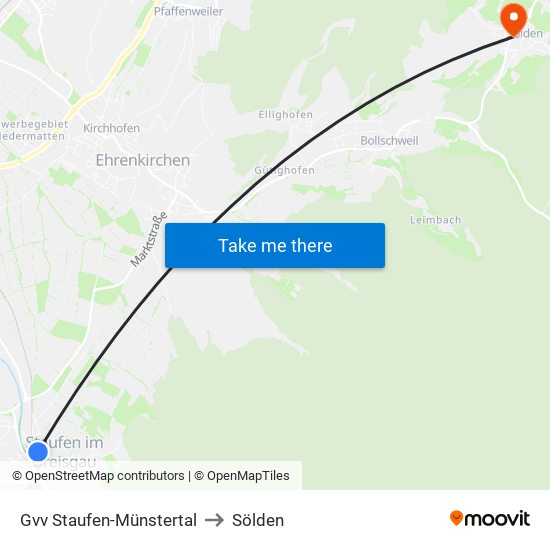 Gvv Staufen-Münstertal to Sölden map