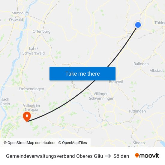 Gemeindeverwaltungsverband Oberes Gäu to Sölden map