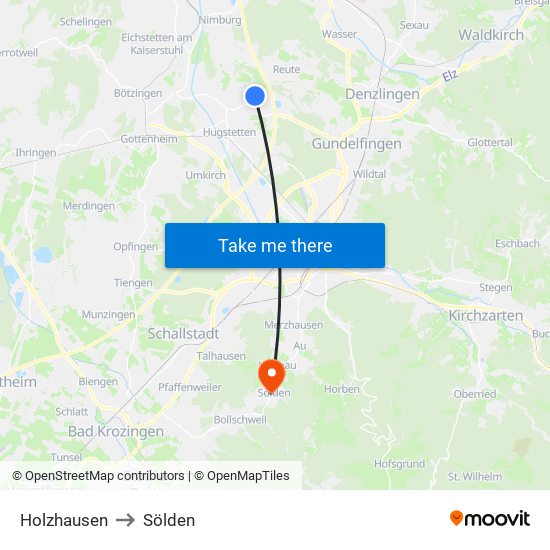 Holzhausen to Sölden map