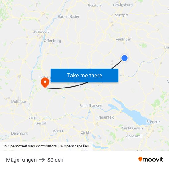 Mägerkingen to Sölden map