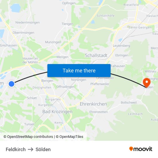 Feldkirch to Sölden map