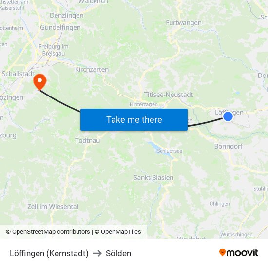 Löffingen (Kernstadt) to Sölden map