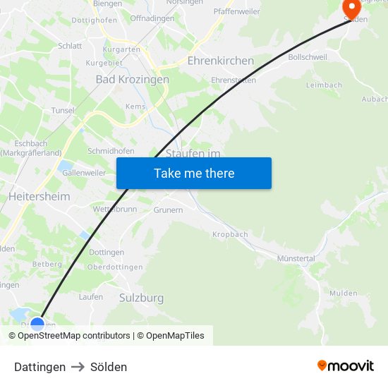 Dattingen to Sölden map