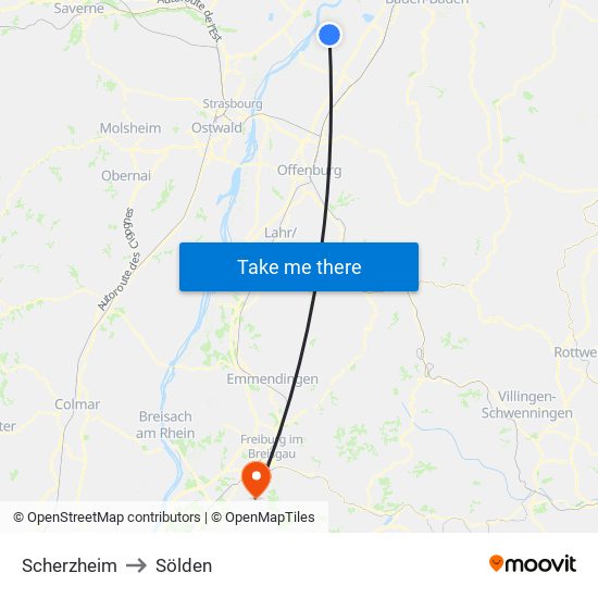 Scherzheim to Sölden map