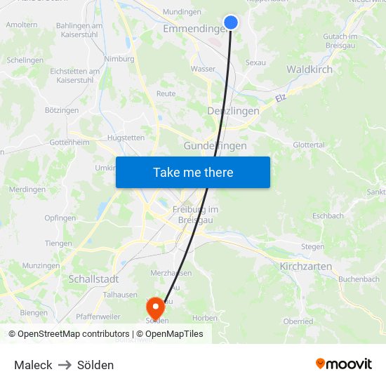 Maleck to Sölden map