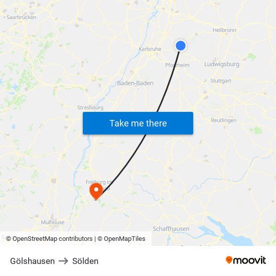 Gölshausen to Sölden map