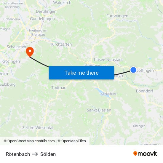 Rötenbach to Sölden map