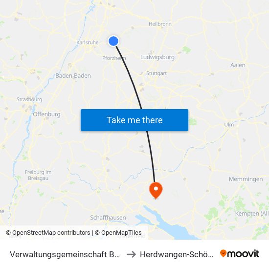 Verwaltungsgemeinschaft Bretten to Herdwangen-Schönach map