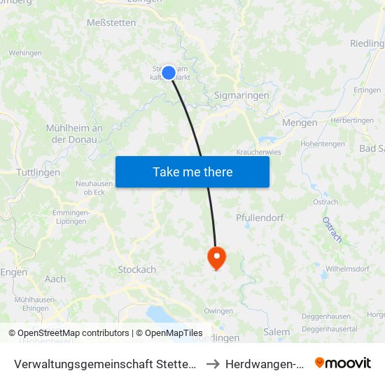 Verwaltungsgemeinschaft Stetten am Kalten Markt to Herdwangen-Schönach map