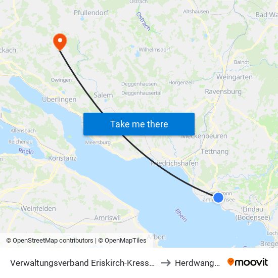 Verwaltungsverband Eriskirch-Kressbronn am Bodensee-Langenargen to Herdwangen-Schönach map