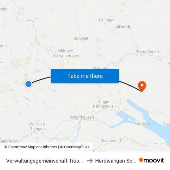 Verwaltungsgemeinschaft Titisee-Neustadt to Herdwangen-Schönach map