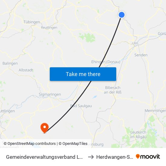 Gemeindeverwaltungsverband Lonsee-Amstetten to Herdwangen-Schönach map