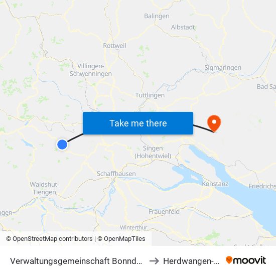 Verwaltungsgemeinschaft Bonndorf Im Schwarzwald to Herdwangen-Schönach map