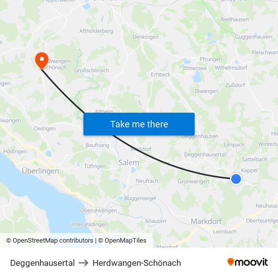 Deggenhausertal to Herdwangen-Schönach map