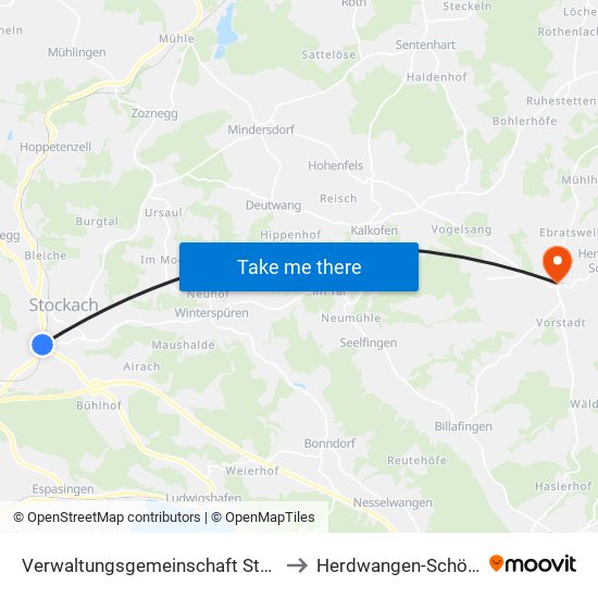 Verwaltungsgemeinschaft Stockach to Herdwangen-Schönach map