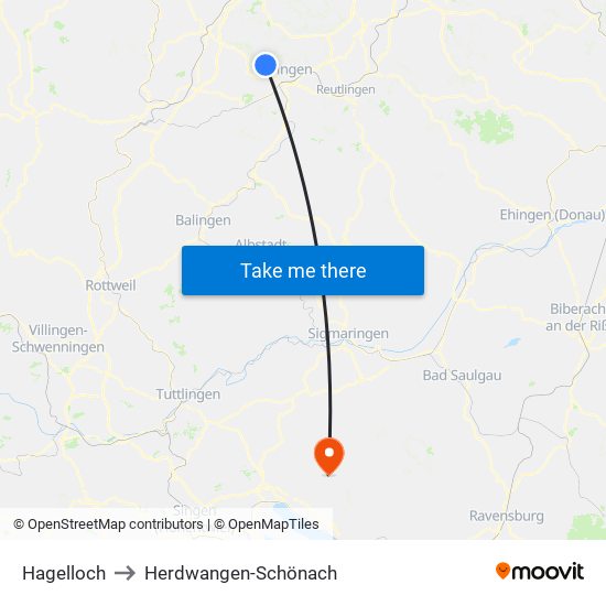 Hagelloch to Herdwangen-Schönach map