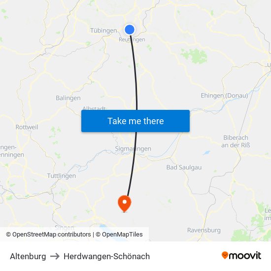 Altenburg to Herdwangen-Schönach map