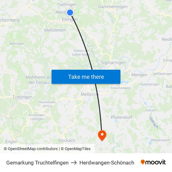 Gemarkung Truchtelfingen to Herdwangen-Schönach map