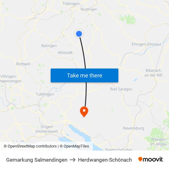 Gemarkung Salmendingen to Herdwangen-Schönach map