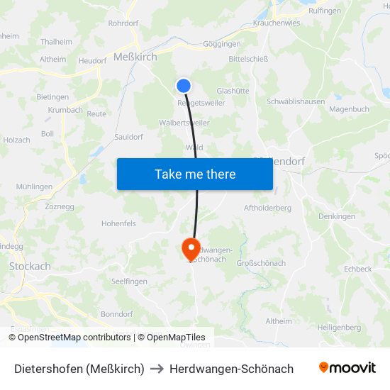 Dietershofen (Meßkirch) to Herdwangen-Schönach map