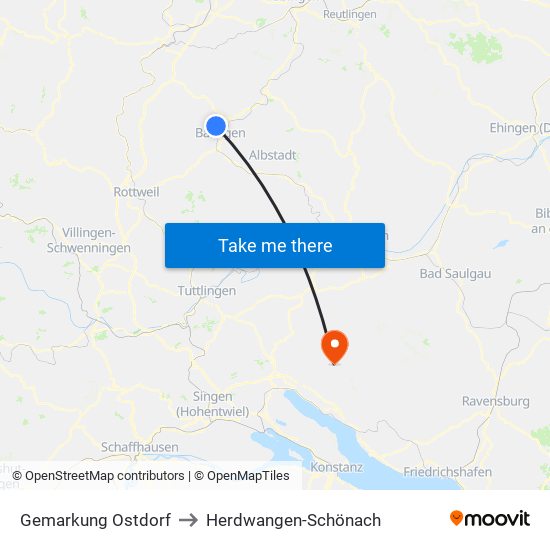 Gemarkung Ostdorf to Herdwangen-Schönach map