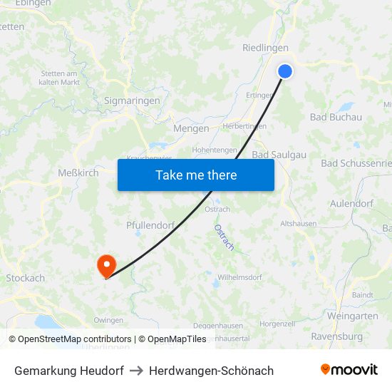 Gemarkung Heudorf to Herdwangen-Schönach map