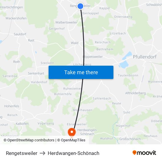 Rengetsweiler to Herdwangen-Schönach map