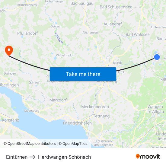 Eintürnen to Herdwangen-Schönach map