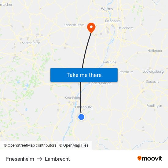 Friesenheim to Lambrecht map