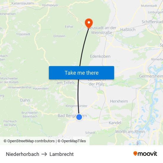 Niederhorbach to Lambrecht map