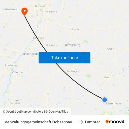 Verwaltungsgemeinschaft Ochsenhausen to Lambrecht map