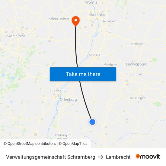 Verwaltungsgemeinschaft Schramberg to Lambrecht map