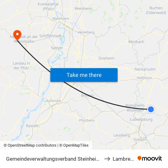 Gemeindeverwaltungsverband Steinheim-Murr to Lambrecht map