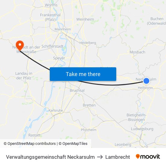 Verwaltungsgemeinschaft Neckarsulm to Lambrecht map