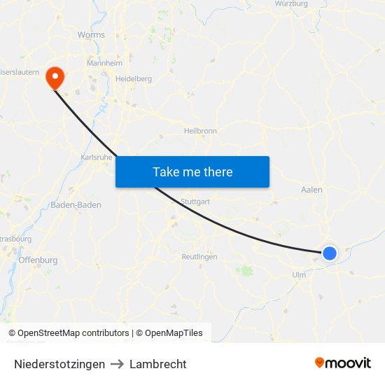 Niederstotzingen to Lambrecht map