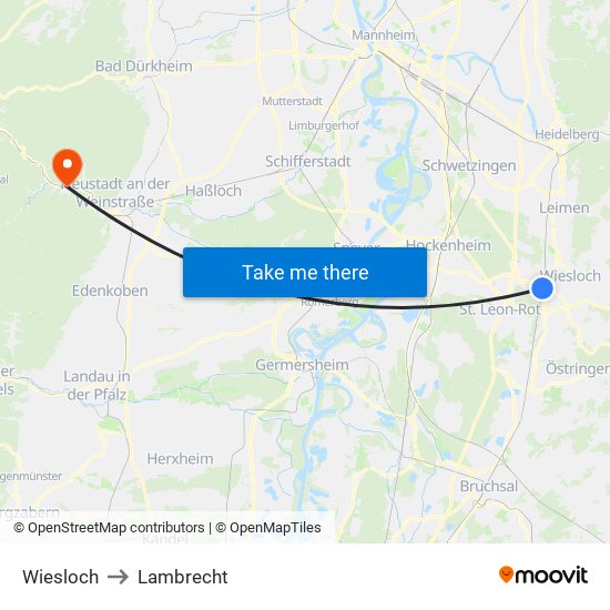 Wiesloch to Lambrecht map