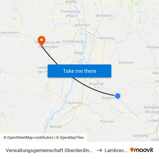Verwaltungsgemeinschaft Oberderdingen to Lambrecht map
