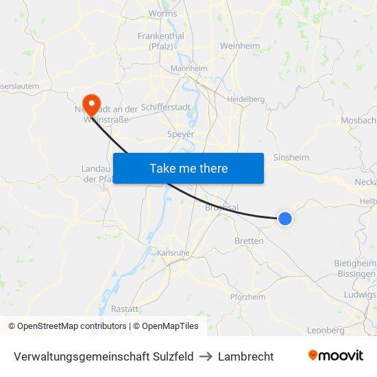 Verwaltungsgemeinschaft Sulzfeld to Lambrecht map