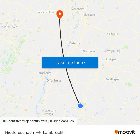 Niedereschach to Lambrecht map