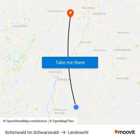 Schönwald Im Schwarzwald to Lambrecht map