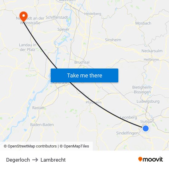 Degerloch to Lambrecht map