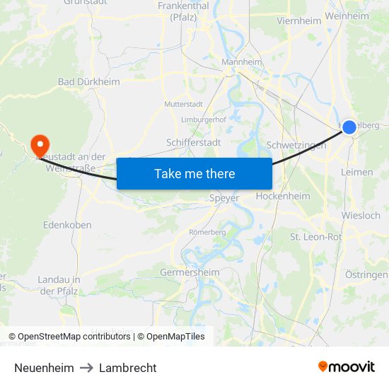 Neuenheim to Lambrecht map