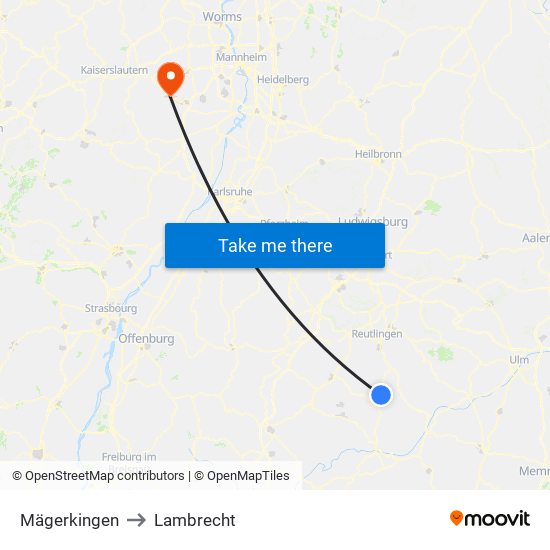 Mägerkingen to Lambrecht map