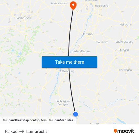 Falkau to Lambrecht map