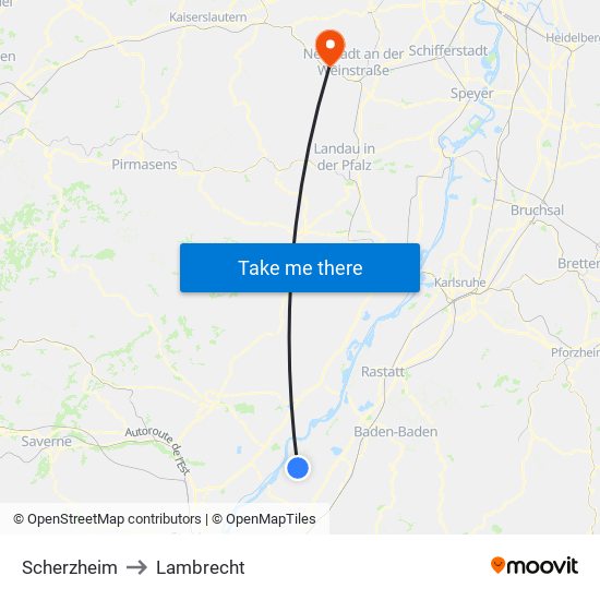 Scherzheim to Lambrecht map