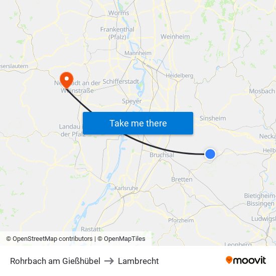 Rohrbach am Gießhübel to Lambrecht map