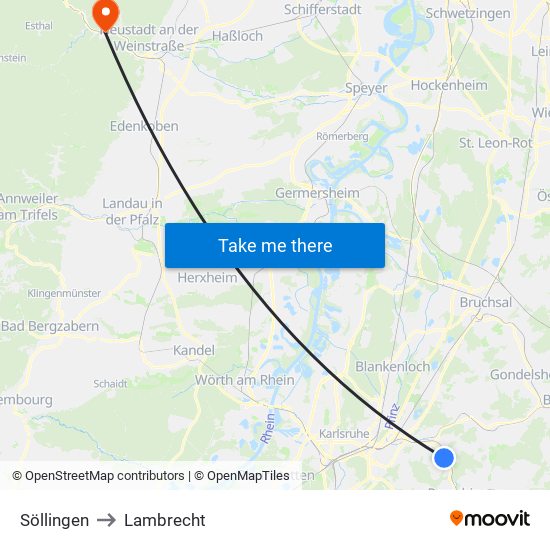 Söllingen to Lambrecht map